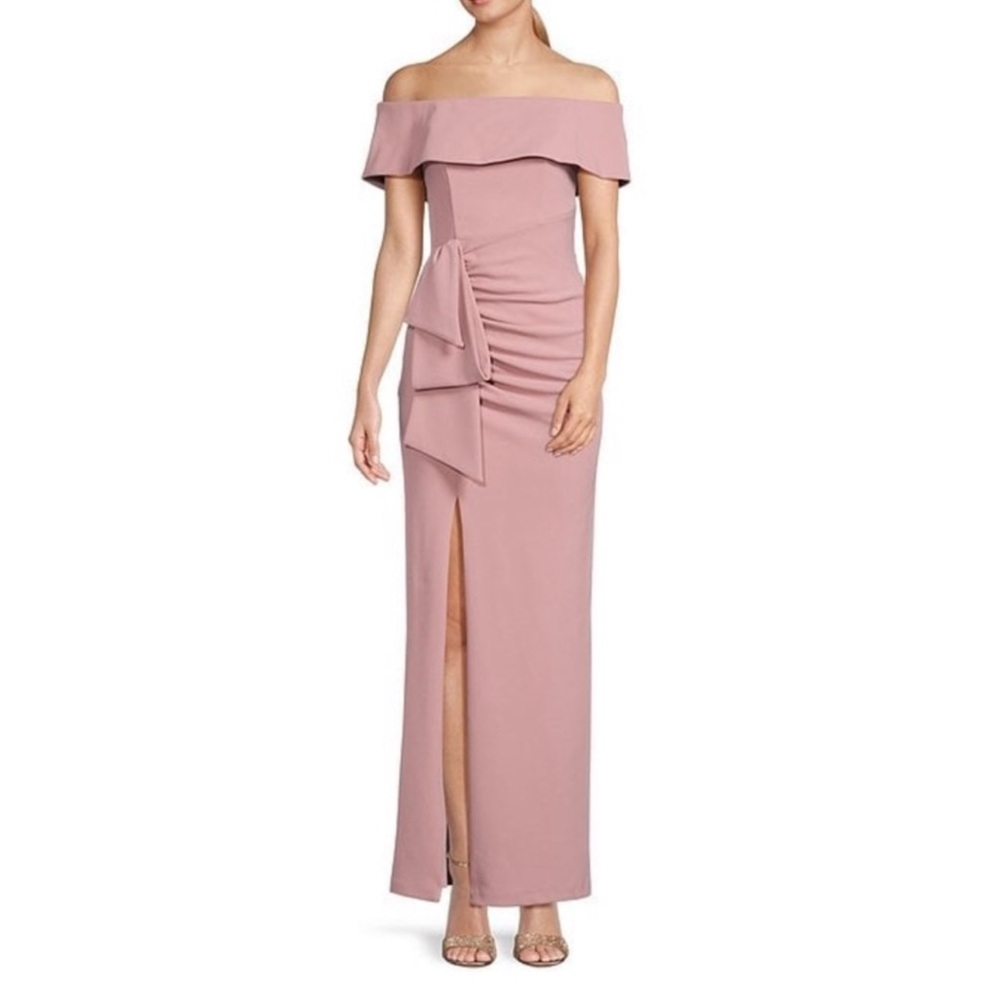 Xscape Off-Shoulder Mauve Dress